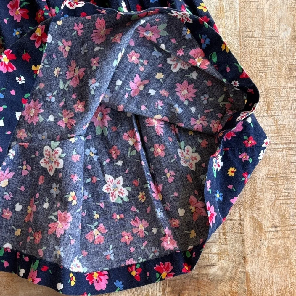 Vintage Hanna Andersson Floral Navy Dress size 5-6